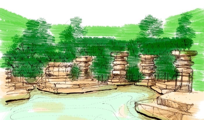 Sketch of the basin with rock columns